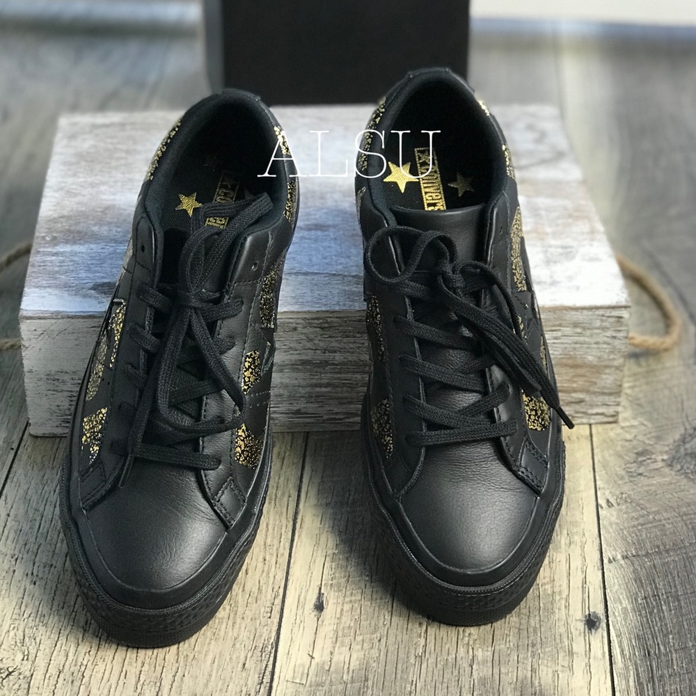 Converse One Star⭐️OX Black Gold logo W AUTHENTIC - Picture 5 of 8